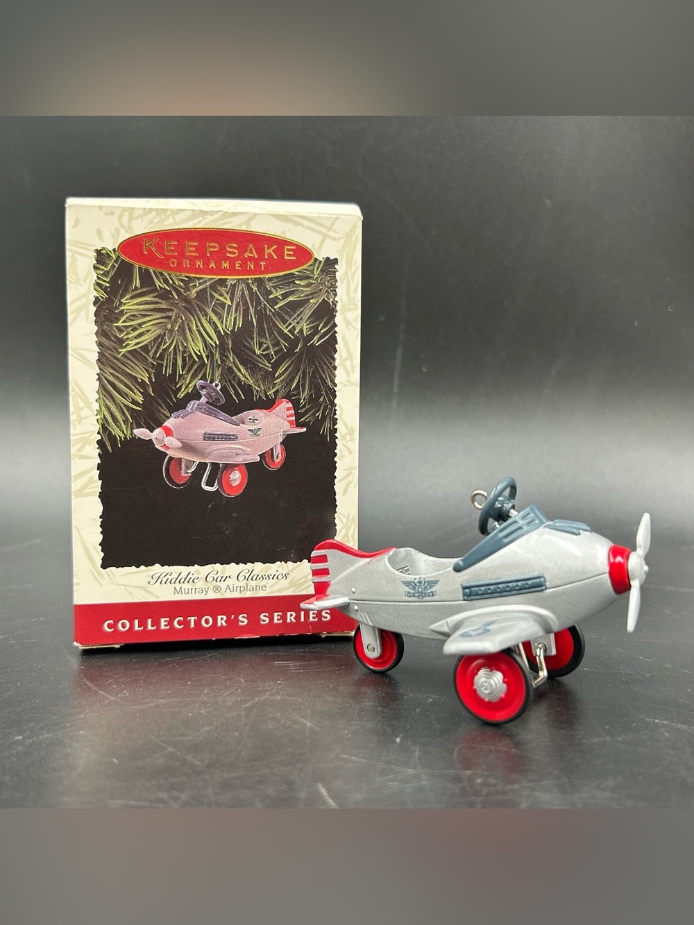 1996 Hallmark Murray Airplane Kiddie Car Classics 3 Cast Metal Ornament QX5364